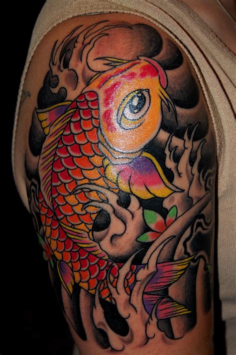 japanese colored koi fish tattoo design|blossom koi fish tattoos.